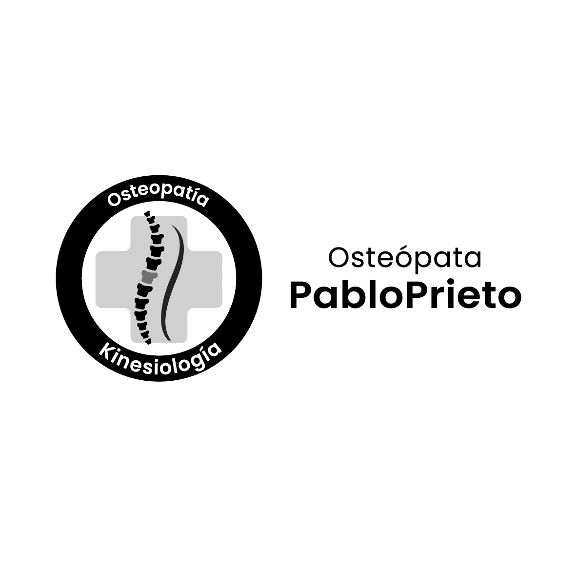 Logo Osteópata Pablo Prieto escala de grises fondo transparente